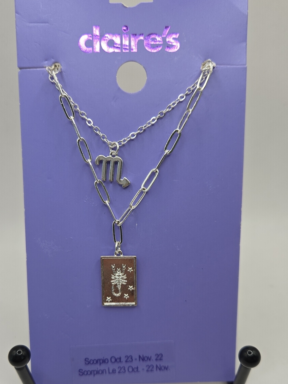 NEW Claire's Silver Scorpio Layered Necklace - Silver